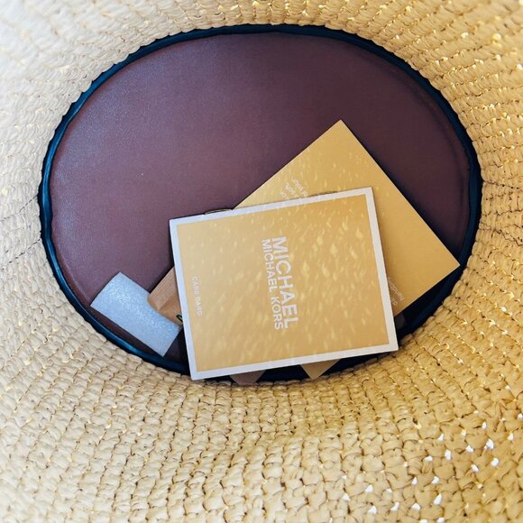 MICHAEL Michael Kors Townsend Straw Bucket Bag Tan Raffia Leather Tote - Picture 8 of 16